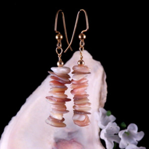 Earth Tone Stone Chip Earrings Dangling Handmade Costume Jewelry Made in Montana Free Shipping to USA Gift Box