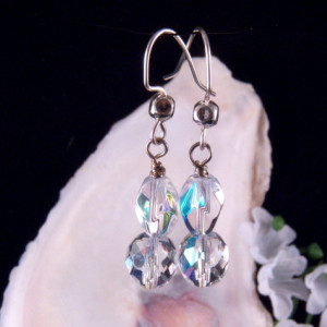 Crystal Bead Earrings Dangling Handmade Costume Jewelry Made in Montana Free Shipping to USA Gift Box