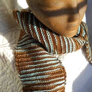Brown and Blue Knit Scarf - Warm Winter Scarf - Perfect for Winter - Makes a Great Present 