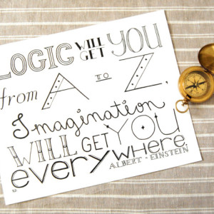 Logic // Typography Print // Imagination Quote // Art About Imagination // Logic Quote // Albert Einstein Quote