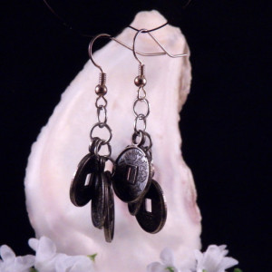 Faux Coins Earrings Dangling Handmade Costume Jewelry Made in Montana Free Shipping to USA Gift Box