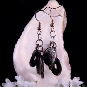 Faux Coins Earrings Dangling Handmade Costume Jewelry Made in Montana Free Shipping to USA Gift Box