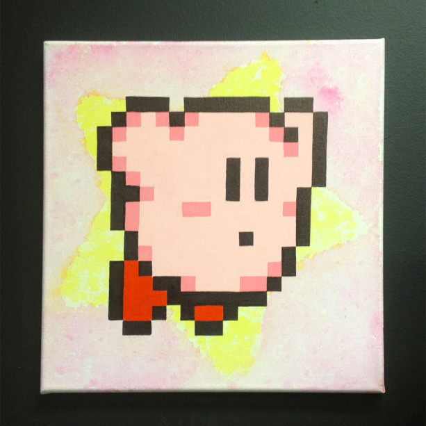 8bit Kirby on Canvas
