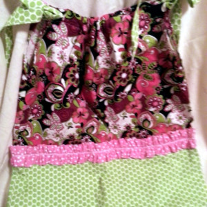 Pillowcase dress - choice size colors fabrics - pink green polka dot floral - ready to fly