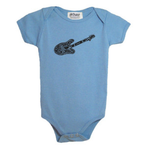 Blue guitar baby onesie Cotton American Apparel one-piece bodysuit
