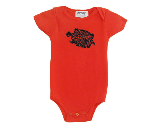 Organic Turtle Baby Onesie Salmon Cotton American Apparel Onepiece Bodysuit New Baby Shower Giift
