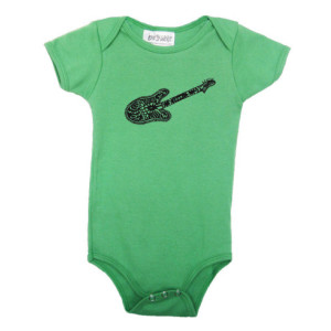 Green guitar baby onesie Cotton American Apparel one-piece bodysuit