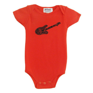 Organic guitar baby onesie Salmon color Cotton American Apparel one-piece bodysuit