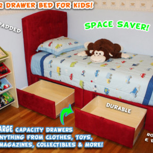 Twin or Full Kids Platform Storage Bed 2 Large Capacity Drawers Upholstered Bed Captain's Bed - Storage Bed
