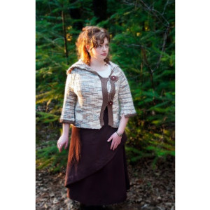 Hand knit Asymmetrical Shawl Collar Sweater with Leather JUL buttons
