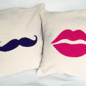 Mustache and Lips Pillow Throw