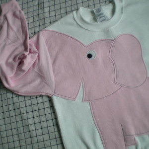 Elephant sweater, elephant sweatshirt, elephantTrunk sleeve shirt elephant jumper unisex medium white pink