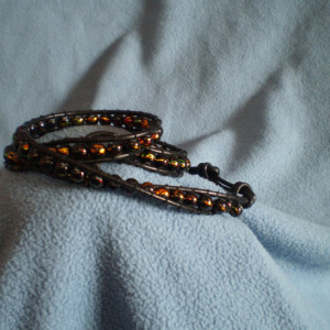 Black Iridescent Bead Wrap Bracelet