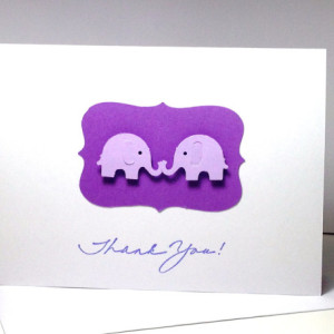 Twin Elephant Baby Shower Thank You Cards, Twin Elephants, Twins Cards, Baby Shower Elephant Thank You Cards, Twins Thank You Cards
