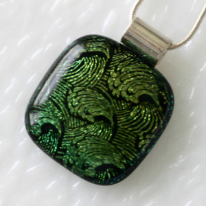 Waves Dichroic Fused Glass Necklace Jewelry Pendant 01054