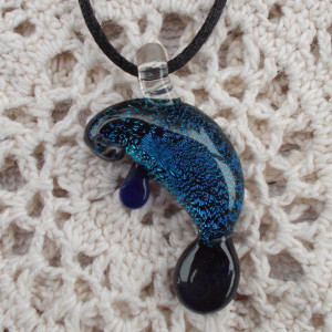 Hand Sculpted Cobalt Blue Dicro Glass Manatee Pendant or Focal Bead