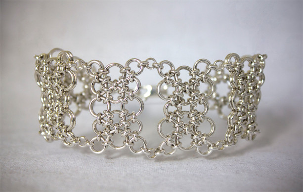 LUX Silver Chainmaille Bracelet - wide intricate handwoven statement - Argentium Silver Chainmaille Jewelry
