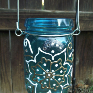 Mason Jar Candle Holder with Henna Design