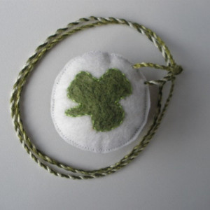 Pendant, wool felt Shamrock bug, needle felted necklace, statement necklace,St Patricks Day