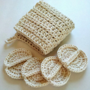Wash cloth and scrubby set, spa set, crochet spa set, oil cleansing set