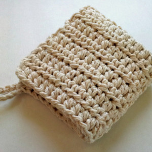 Thick wash cloth for oil cleansing or washing with a loop for hanging