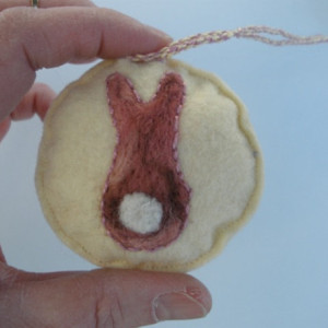 Felt Pendant, Easter Bunny bug, needle felted necklace, statement necklace,bunny pendant