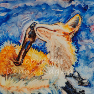 Wildlife art, Fox watercolor  painting, original art home decor