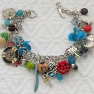 Pirate Theme Charm Bracelet--OOAK Artisan Eco-Friendly