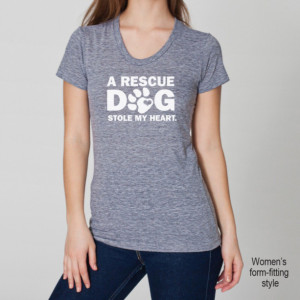 A Rescue Dog / Cat Stole My Heart Tri Blend Track T-Shirt - Unisex Tee Shirts Size S M L XL