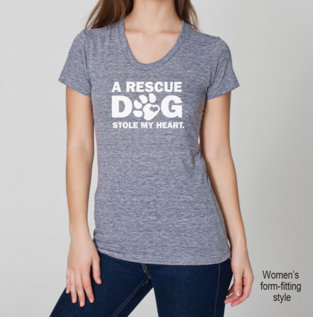 A Rescue Dog / Cat Stole My Heart Tri Blend Track T-Shirt - Unisex Tee Shirts Size S M L XL