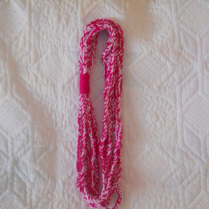 White and Hot Pink Crocheted Necklace - Perfect for Summer or Spring - Great for Teenagers and Young adults - Males a Great Gift