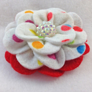 Handmade Camellia Felt Polka Dot Flower Hair Clip - 2 Flowers