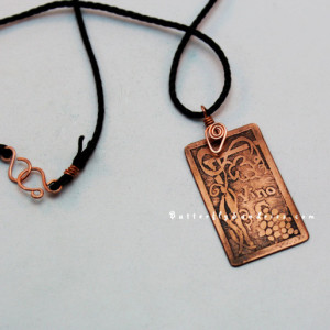Etched Vino Pendant with Grapes and Vine Trellis - Tendrils of the Vine Collection - Available in Brass or Copper