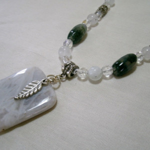 Russian Lace, and Moss Agates with Crystal Quartz and Rainbow Moonstone "Zarin"