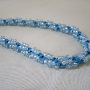 Hand Woven Necklace in Blues 