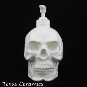 All White Skull Pump Dispenser Halloween Horror Decoration Soap Dispenser for Phrenologist Bath Vanity