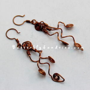 Tangled Three Vine Earrings - Tendrils of the Vine Collection - Available in Copper or Brass