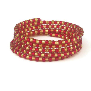 Red and Gold Wrap Bracelet