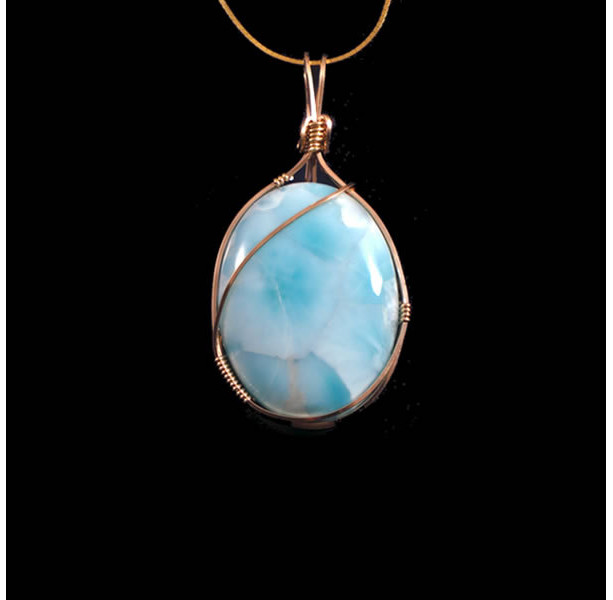 Larimar 14kt Gold-filled Wire Wrapped Pendant