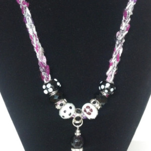 Genuine amethyst tassel pendant, fashion jewelry, handmade necklace, knitted necklace, New Age jewelry, gemstone jewelry