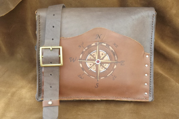 Rustic Brown Leather Satchel Messenger Bag  Steampunk