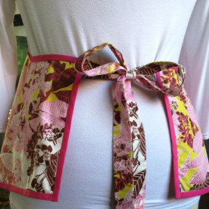 Pretty in Pink Apron - Unique Bias Cut Apron - Fits most sizes - Pink and Brown Print