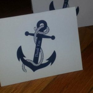 Nautical Anchor Thank you Cards / Party Invite / Note Cards - Set of 25