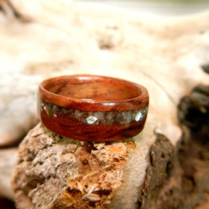 His and hers light colored Rosewood Bentwood Ring with Abalone Shell inlay.