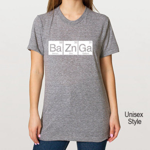 BaZnGa Periodic Table Tri Blend Track T-Shirt - Unisex  Bazinga Tee Shirts Size S M L XL