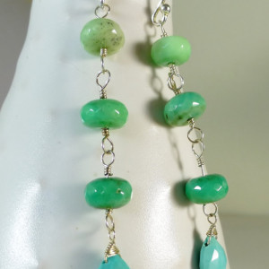 Ombre green chrysoprase & turquoise gemstone drop earrings. green and blue earrings, ombre earrings. BOHO, something blue, sara nolte design