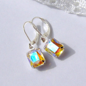 Aurora Borealis Rhinestone earrings / Rainbow Rhinestone