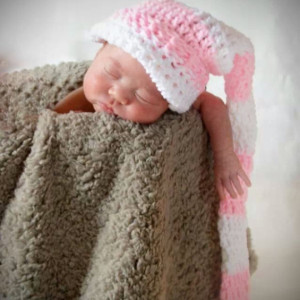 crochet long pixie sleeping caps your choice of color / handmade / photo prop / hat