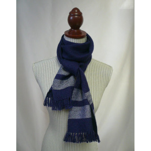navy & grey:  handwoven twill wool scarf