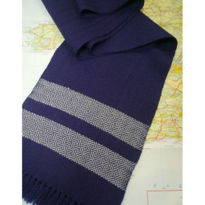 navy & grey:  handwoven twill wool scarf